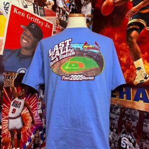 Vintage St Louis Cardinals 2005 Last Call Busch Stadium Baseball Tee Sz XL